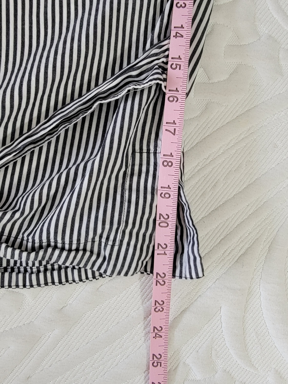 MAX Jeans Gray White Striped Boat Neck Tiered Balloon Sleeve Blouse Tie  Waist M - Picture 11 of 11